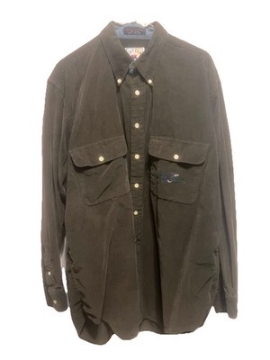 Cutter & Buck Men's  Olive Green Corduroy Button-Down Shirt Size L Men's T9 