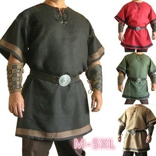 Men Medieval Renaissance Tunic Viking Knight Pirate Vintage Warrior LARP Shirts