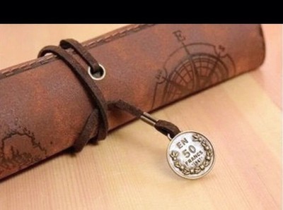 Vintage Style Roll-Up Brown Pencil Case Treasure map design 