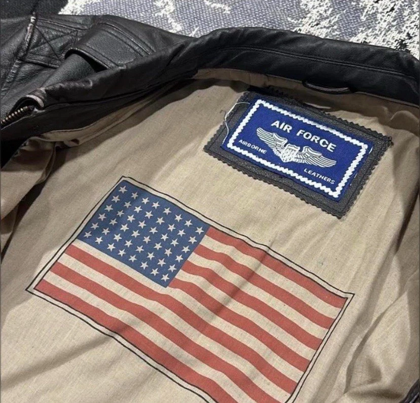 Vintage Air Force Airborne Genuine Leather Bomber Style Jacket Size Large - Image 4 of 4