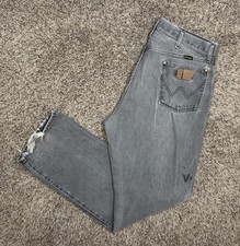 VTG Wrangler Jeans Mens 34 Fits 34x31 13MWZ 80s Cowboy Cut USA Made Faded Gray