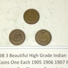 Lot #398 3 Beautiful Indian Head Penny Coins 1905-1906 1907 Fine See Pictures — photo 5