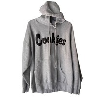Cookies Hoodie Grey Pullover Long Sleeve Sweatshirt Men's Size 2XL