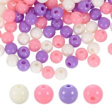 200pcs Cream Purple Acrylic Round Beads 6mm Plastic Resin Loose Bead