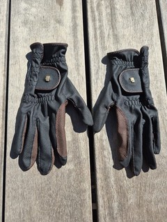 Roeckel Reithandschuhe Grip Gr 8 schwarz braun neuwertig
