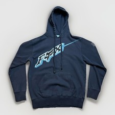 Sudadera con Capucha Y2K Fox Racing Para Hombre Talla Mediana Azul Forrada Capucha Moto