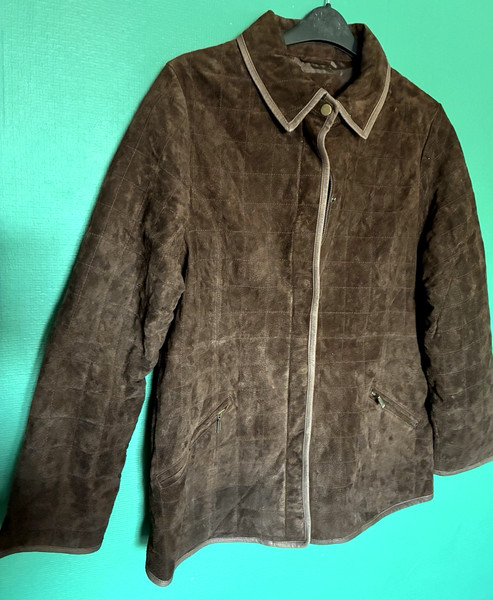 Vintage Denver Hayes Leather Jacket Brown Suede Ladies Coat Plus Size XL 14/16