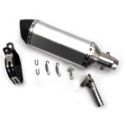 Universal Motorcycle Exhaust Slip-On Muffler - 370mm Silver Carbon Tip