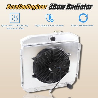 For 1955-1957 Chevy Bel Air Del Ray Nomad 3.8L L6 V8 3Row Radiator Shroud Fan