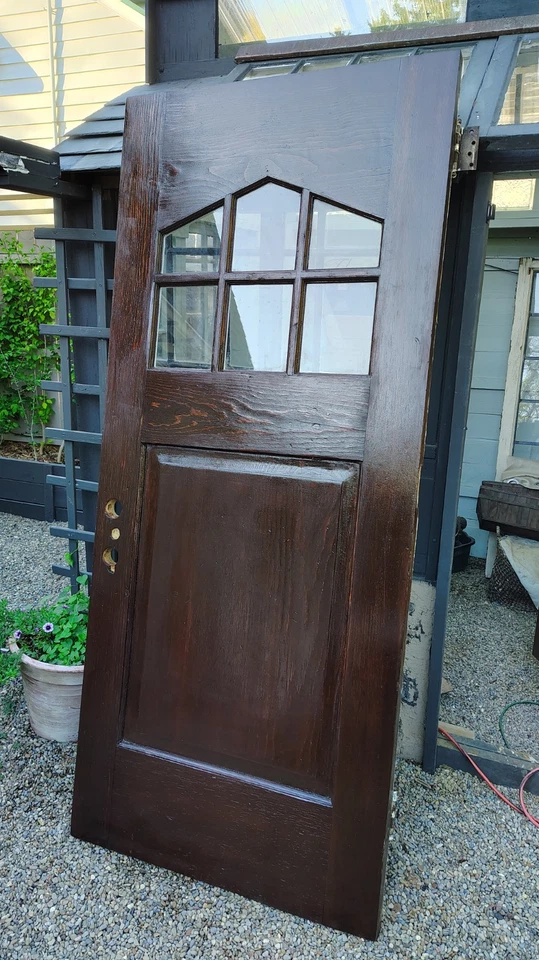 Antique Solid Wood Entry Door - Architectural Salvage Unique Window 35.5 x 84” - Image 3 of 4