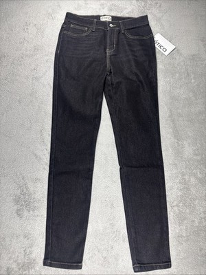 Etica Women's Black Mid Rise Jeans Front Zip Skinny Tapered Leg - Size 2 - New