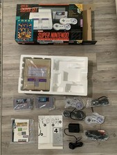 SNES Super Nintendo Super Set Box Mario Kart CIB Mario World 2 Controllers MINT