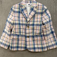 Janie and Jack Boys Plaid Linen Blend Blazer Jacket Easter Wedding Preppy Size 5