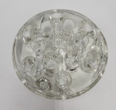 Vintage 13 hole 5'' Clear Glass Flower Frog Floral Arrangements Unbranded EUC