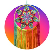 Rainbow Macrame Mandala KIT Bright Star Macrame Design Works Crafts NOS SEALED