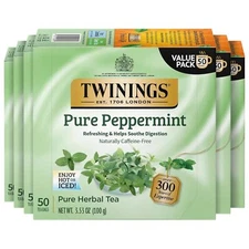 Twinings of London Pure Peppermint Herbal Tea Bags, 50 Count,3.53 oz (pack of 6)