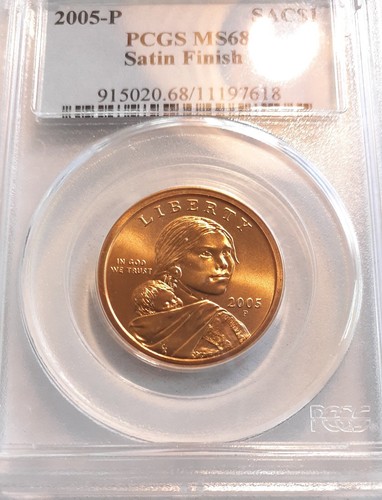 Dólar nativo americano Sacagawea 2005-P graduación profesional MS68 acabado satinado - Imagen 1 de 4