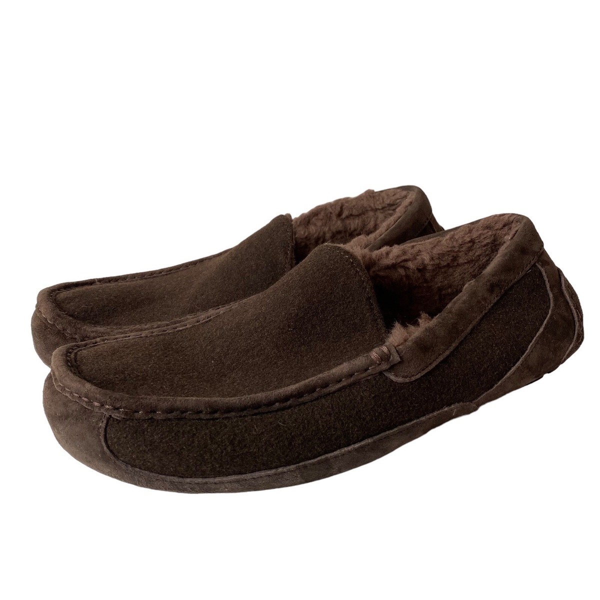 UGG ASCOT 3233 MEN Moccasins Slippers Brown WOOL Suede Sheepskin lined US 13 UGG ASCOT 3233 MEN Moccasins Slippers Brown WOOL Suede  main image 3