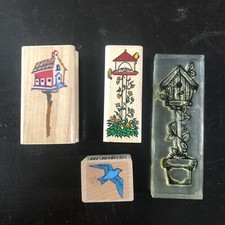 Birdhouse Bird Theme Wood And Acrylic Mounted Rubber Stamps Lot Crafting 1132