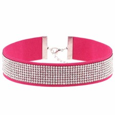 Women's Choker Necklace Velvet Rhinestones Diamond Crystal Boho Collar Girls UK