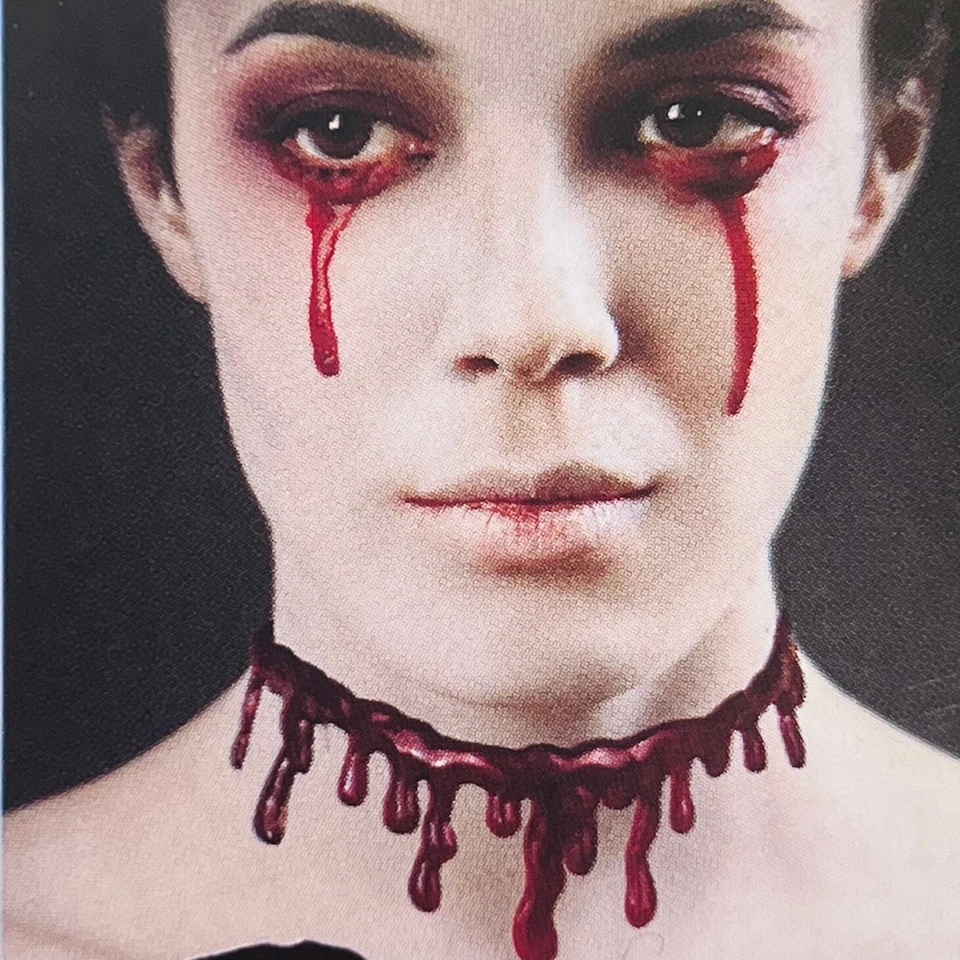 Gargantilla gótica vestido elegante zombi herida cuello Halloween goteo sangre roja  Foto 4 de 4