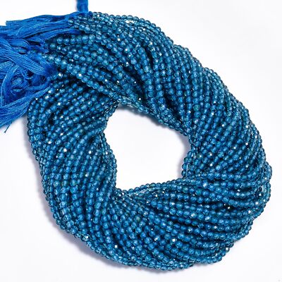 Natural London Blue Topaz Gemstone Round Faceted Beads 3X3 mm Strand 13'' EB-680