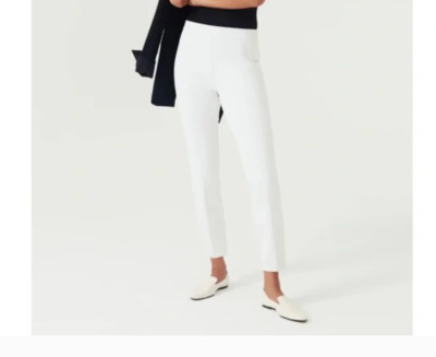 NWT SPANX On-the-Go Ankle Slim Straight Pants Classic White Large LP