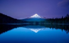 Landscape lake reflection forest oregon usa snowy peak Custom Gaming Mat Desk