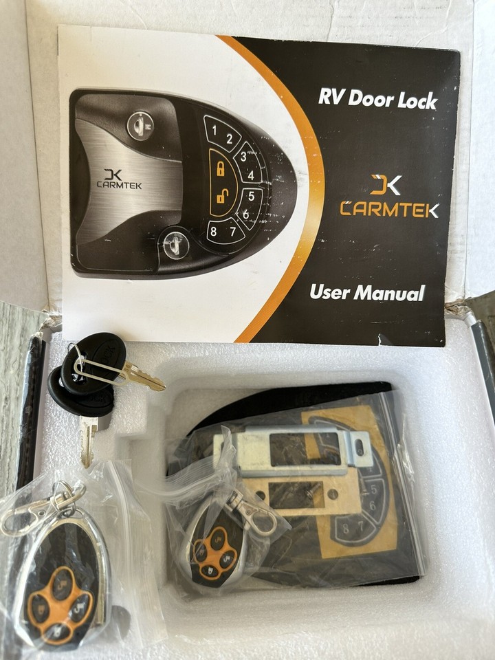 Carmtek Black Lock Latch Handle Knob 8 Digits Keyless Entry RV Door