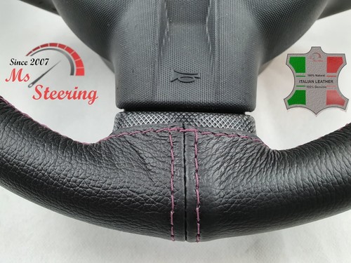 FOR Skoda Octavia MK2 04-12 BLACK LEATHER STEERING WHEEL COVER, BURGUNDY 2 STIT - Picture 10 of 12