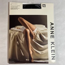 Anne Klein Pantyhose Polished Sheer Black Queen 1X Control Top Reinforced Toe