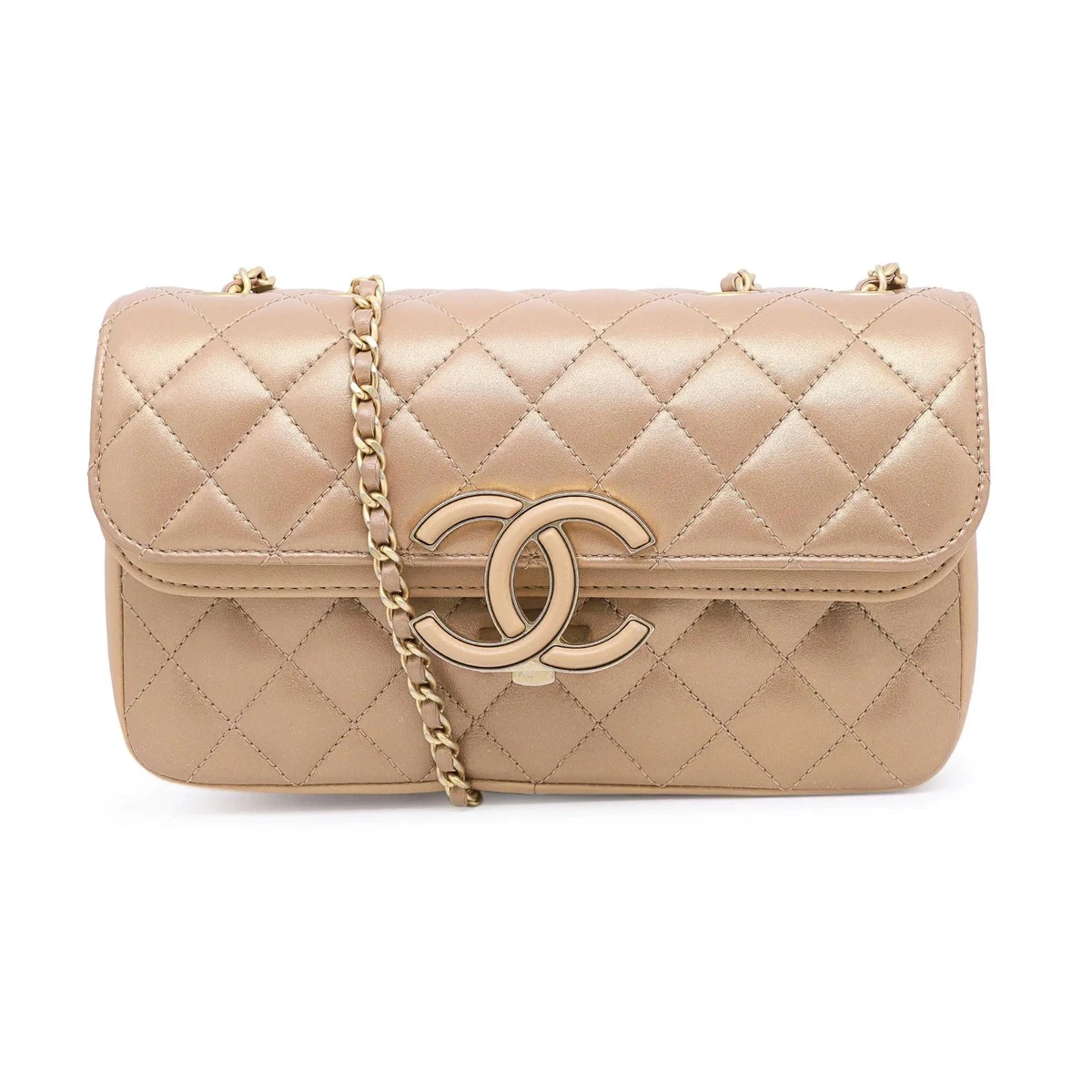 Chanel Gold Metallic Quilted Lambskin Flap Bag Gold Hardware, 2022