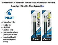 Pilot Precise V10 RT Rolling Ball Liquid Ink Refills, 1.0mm Bold, 3 Packs