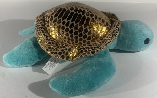 "Animal de peluche de tortuga marina de 12"" verde azulado dorado" - Imagen 4 de 6
