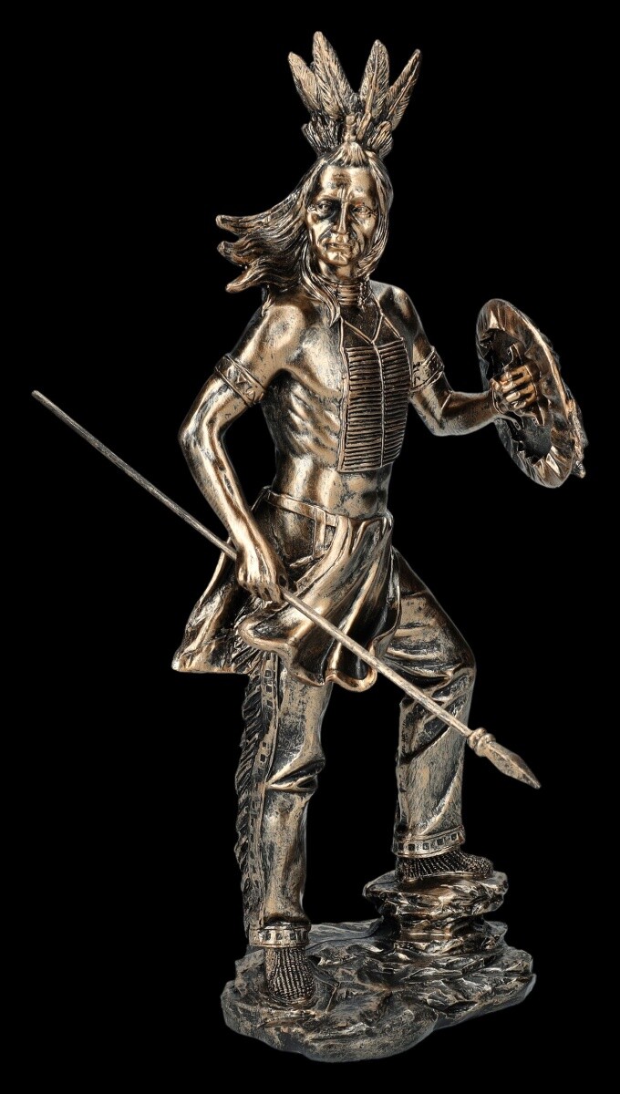 Tribal Warrior Figure with Spear and Shield - Native American - Decor