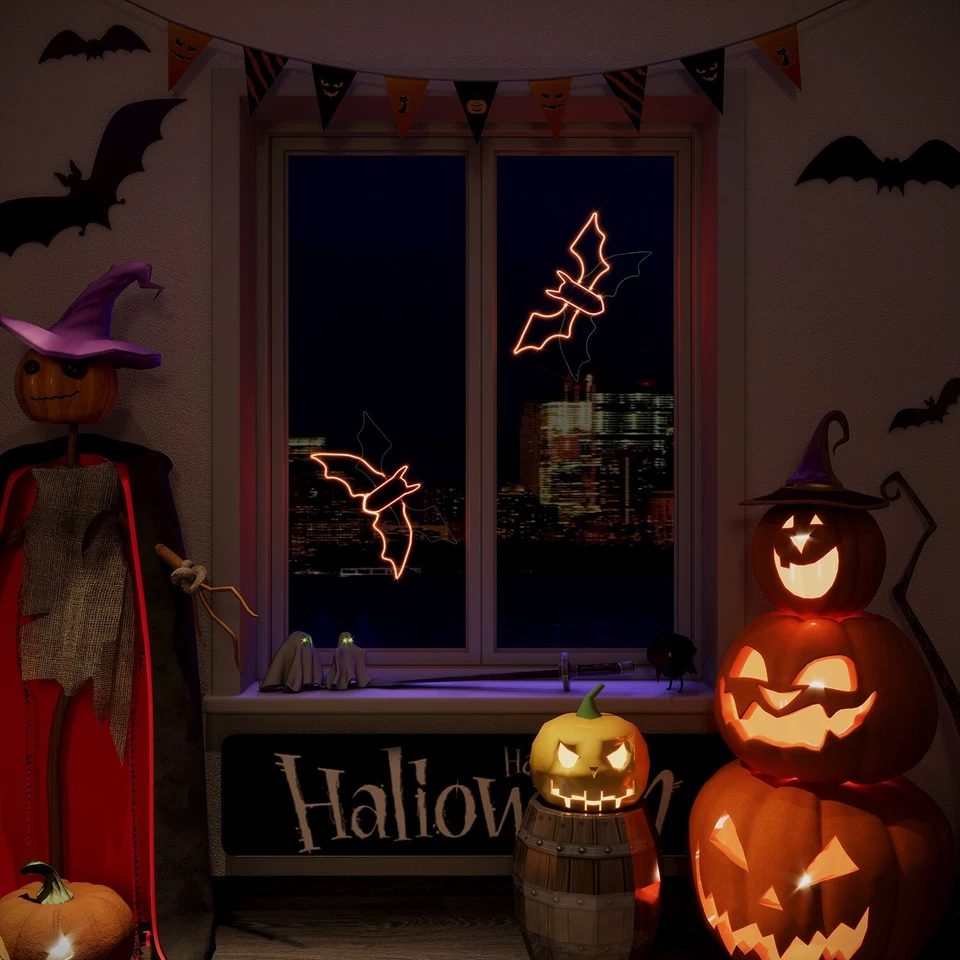 Летучая мышь неоновая вывеска для настенного художественного декора, светодиодная вывеска анимированная регулируемая яркость светодиодная подсветка, 21 «x 10» - Изображение 4 из 4