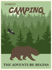 Forest Camping Bear Poster by Vintage Travel Posters Giclee Print Ships Free