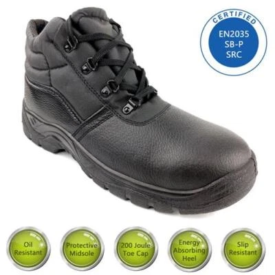Mens Black Chukka Safety Boots – Steel Toe, Oil Resistant, EN20345 S3 SRC