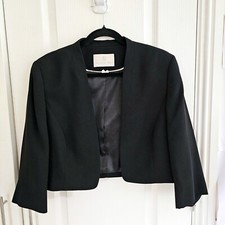 Jacques Vert Evening Jacket Size Uk 20 Black Cropped Mother Bride Wedding Party