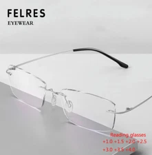 Men Rimless Metal Alloy Anti Blue Light Reading Glasses Square Glasses New 