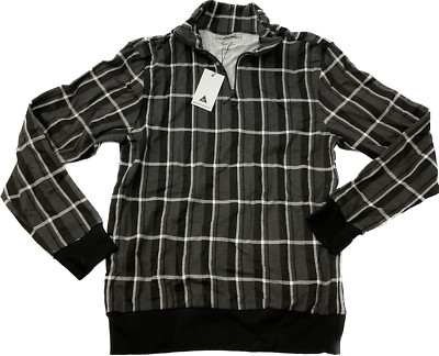 Another Influence Long Sleeve 1/4 Zip Shirt Mens Size S Black White Plaid