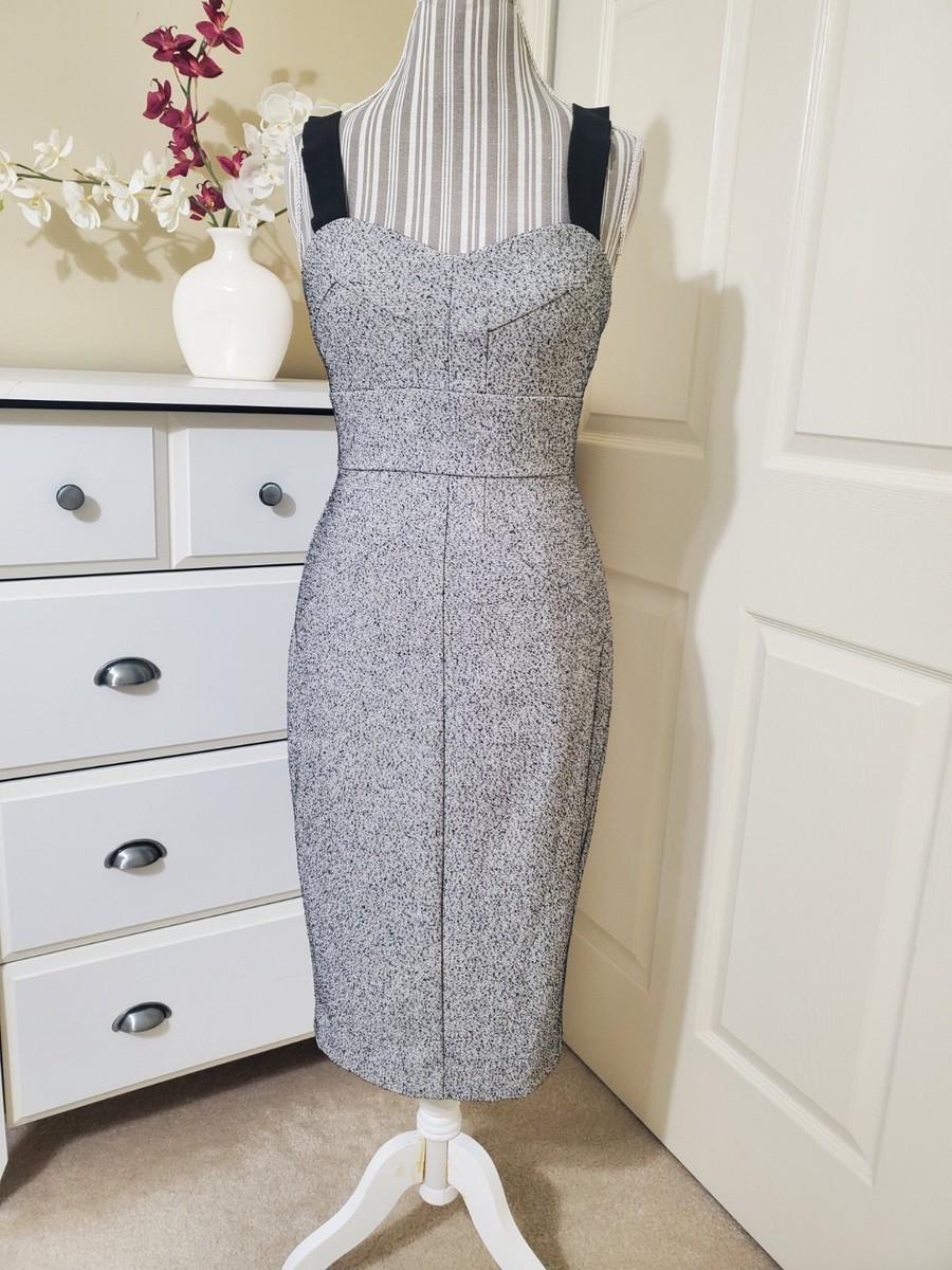 SHEIKE Black Ivory Shift Midi Dress w/Black Elastic Straps AU 10 (US 4)