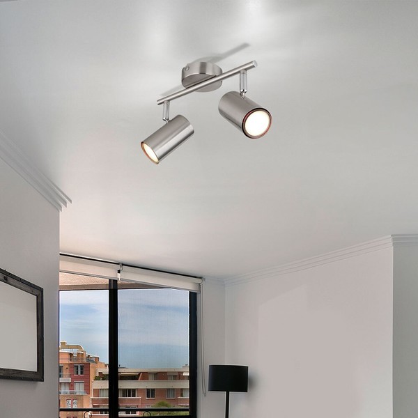 Spotleiste Spotlampe Deckenleuchte Strahler Schwenkbar GU10 2-Flammig Silber-image