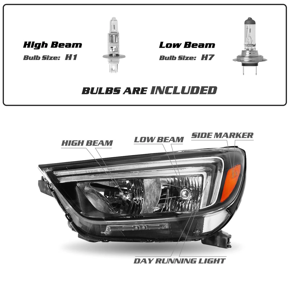 Para Buick Encore 2017-2022 con faros halógenos LED DRL lado del conductor izquierdo con bombillas Foto 2 de 4