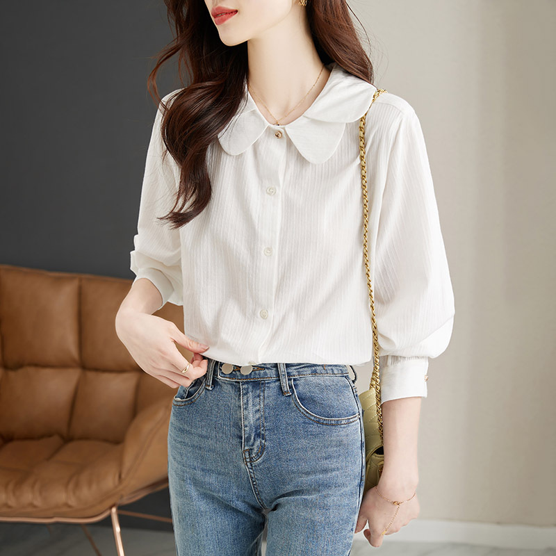 Dress Shirt French Designer White Blouses Elegant Women's Office