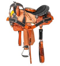 Western Horse Saddle Barrel Racing Cowhide Leather Equestrian Tack Set 10" - 18"