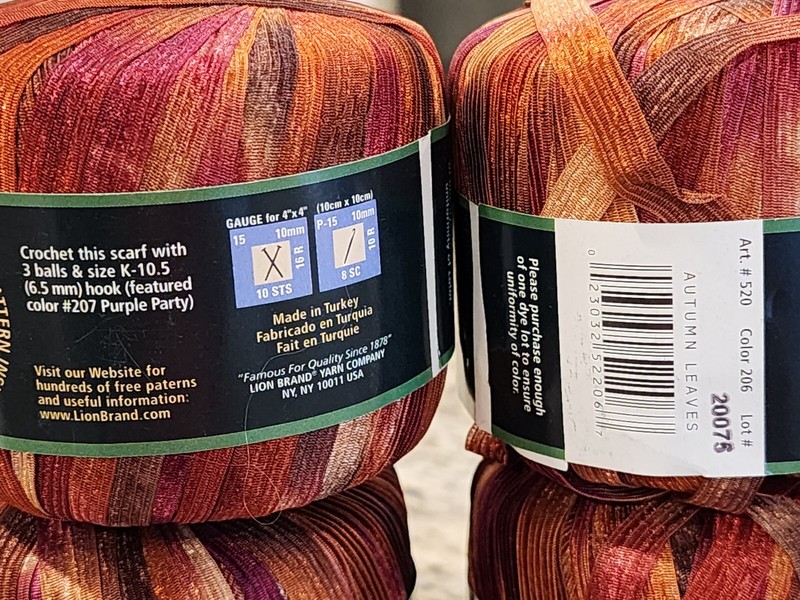 Lion Brand Incredible Vintage Ribbon Yarn Autumn Leaves#206 lot of 3 new, 1 used