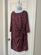 SHELBY & PALMER Plus Size Multicolor 3/4 Sleeve Side Cinched Waist Dress Sz 3X