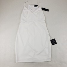 Lulus V Neck Bodycon Mini Dress White Womens Medium Came Here to Party Cocktail