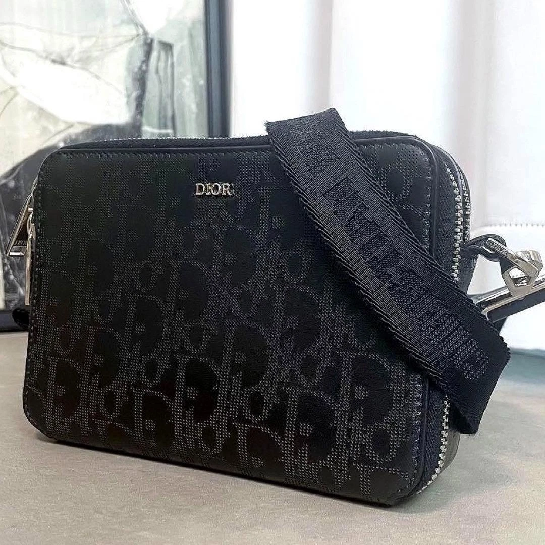 Sac bandoulière Dior Oblique Galaxy logo cuir noir